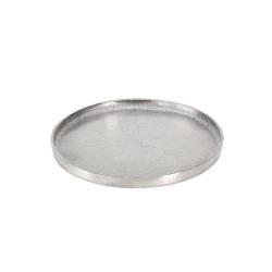 Bandeja redonda grande de aluminio plateado 38,5 cm